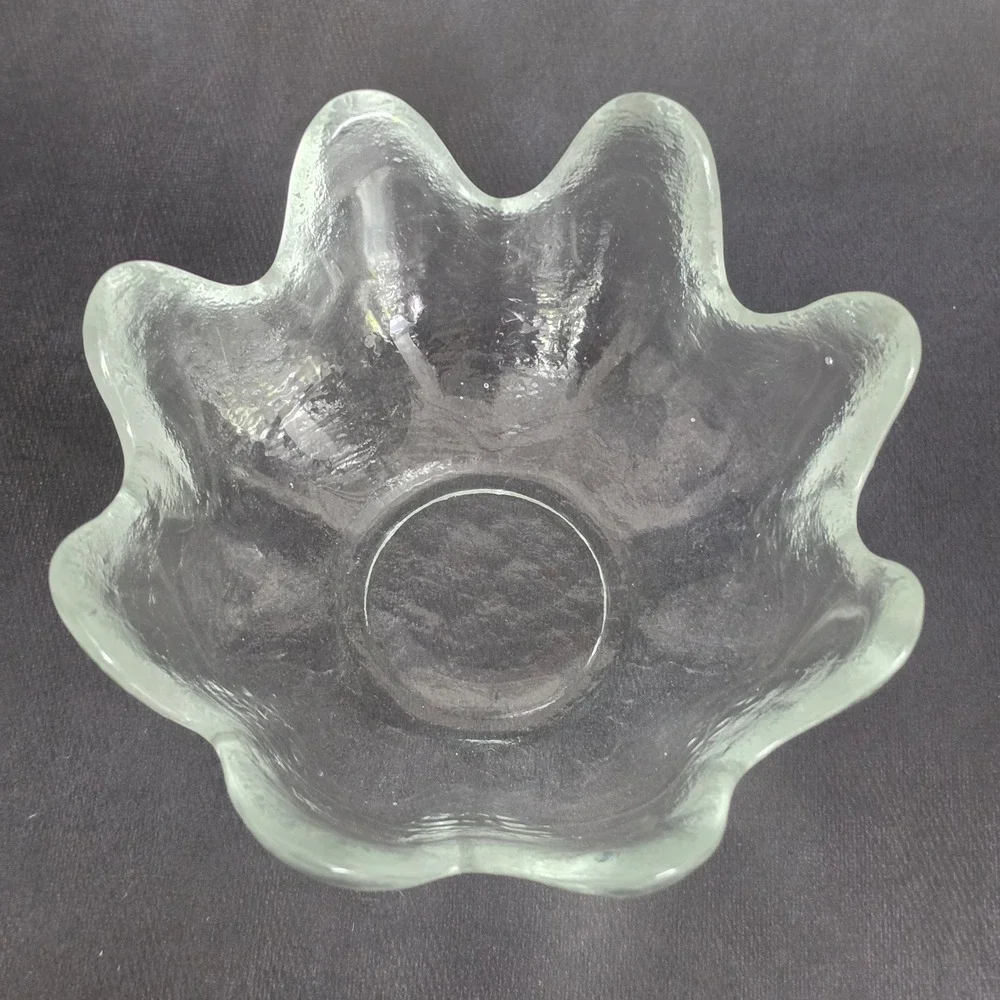 Blenko‎ 6143L Lotus Serving Bowl Set w 8 Matching 6143S Bowls in Crystal